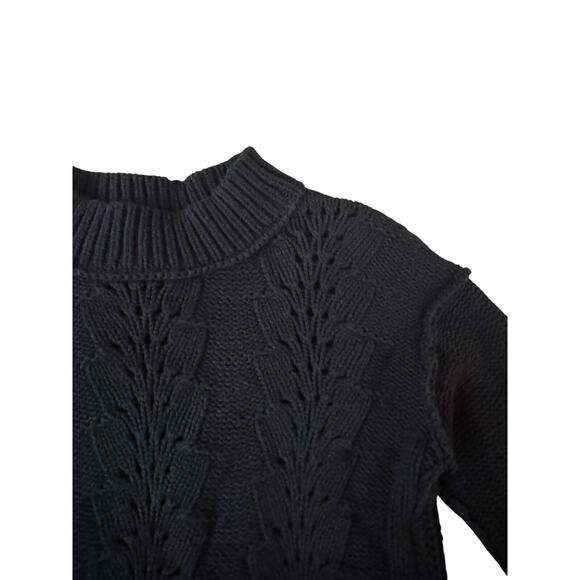 Free People | Black Cotton-Blend Pullover Bell Song Sweater | Size XS - Picture 8 of 13